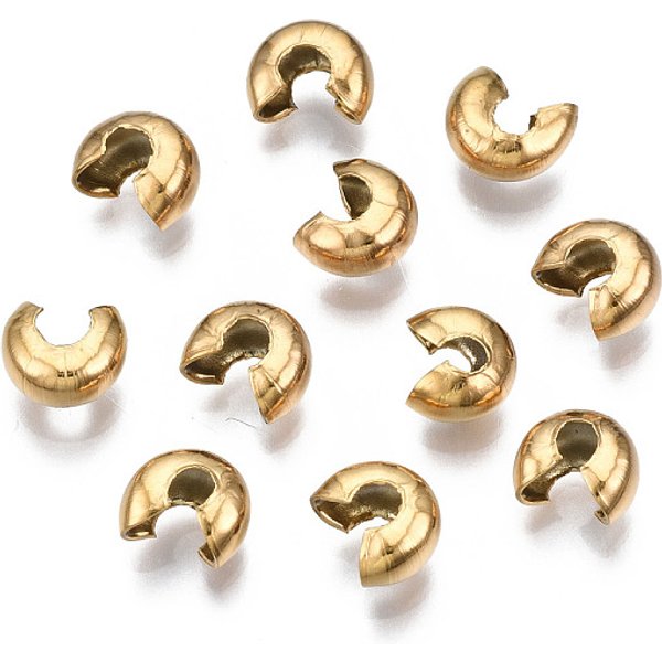 Cache-Perles à éCraser En Acier Inoxydable 304, Placage Sous Vide Pvd, Or, 6.5X5.8X3.5Mm, Trou: 1.8-2Mm-image