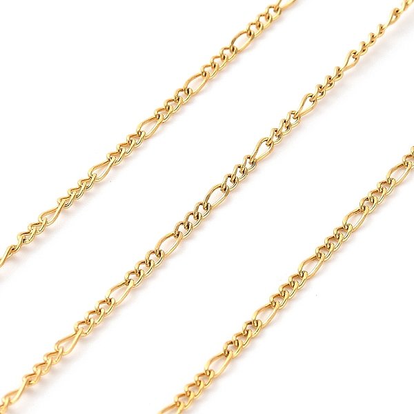 304 Stainless Steel Twisted Chains Curb Chains, Ion Plating(Ip), With Spool, Soldered, Real 18K Gold Plated, 2X3X1Mm,10M-image