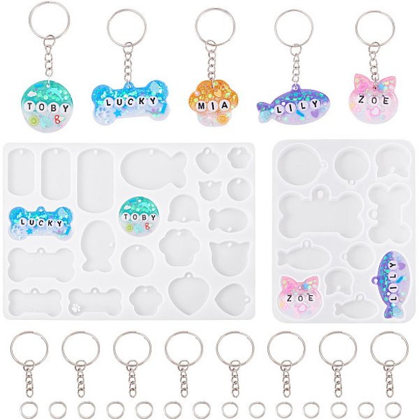Kits De Fabrication De Pendentifs Pour Animaux De Compagnie à Faire Soi-MêMe, Platine, Blanc, 124-184X94-129Mm-image
