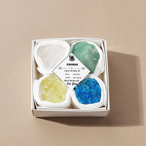 4Pcs 12 Zodiac Signs Series Natural Mixed Gemstone Decorations, Feng Shui Energy Stone Gift For Home Office Desktop, Taurus, 20-38X20-38X20-38Mm-image