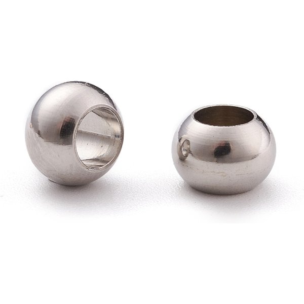 Tarnish Resistant 304 Stainless Steel Rondelle Beads, Large Hole Beads, Stainless Steel Color, 8X6Mm, Hole: 4Mm-image
