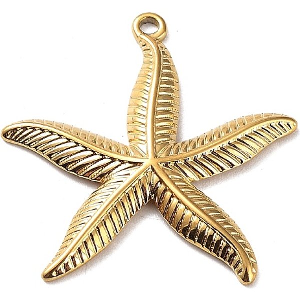 Ion Plating(Ip) 304 Stainless Steel Pendants, Starfish Charm, Real 18K Gold Plated, 29X27.5X2.5Mm, Hole: 1.5Mm-image
