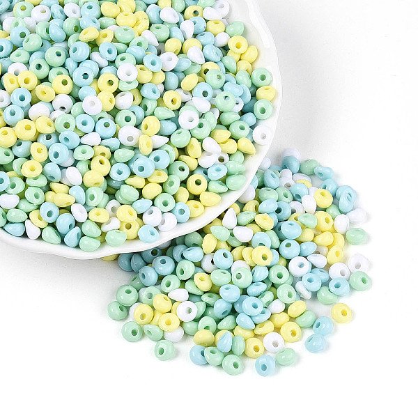 Opaque Acrylic Beads, Teardrop, Turquoise, 5x5x3mm, Hole: 1.5mm, about 11630pcs/500g