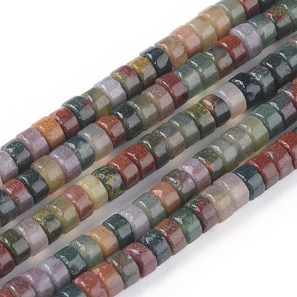 Natural Indian Agate Beads Strands, Heishi Beads, Flat Round/Disc, 4.5X2.5Mm, Hole: 0.8Mm, About 154Pcs/Strand, 15.67 Inch(39.8Cm)-image