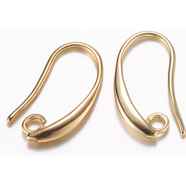 Ganci Di Orecchini In Ottone, Con Anello Orizzontale, Cadmio & Nichel &Piombo Libero, Vero Placcato Oro 18K, 19X10X2Mm, Foro: 2 Mm, 18 Gauge, Ago :1Mm-image