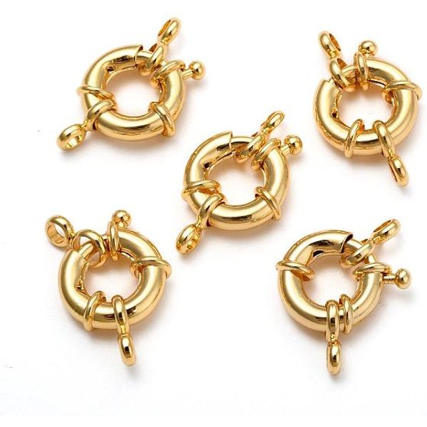 Rack Plating Brass Spring Clasps, Real 18K Gold Plated, 13X5Mm, Hole: 2Mm-image