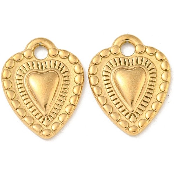 Pendentifs En Acier Inoxydable 304 Avec Placage Ionique (Ip), Breloque Coeur, VéRitable 18K Plaqué Or, 19.5X15X2.5Mm, Trou: 2.1Mm-image