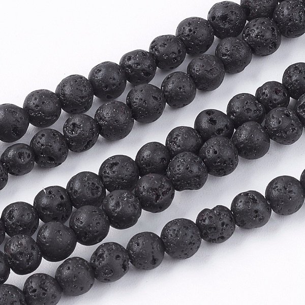 Natural Lava Rock Bead Strands, Round, 4.5Mm, Hole: 0.5Mm, About 86-90Pcs/Strand, 14.9 Inch-image