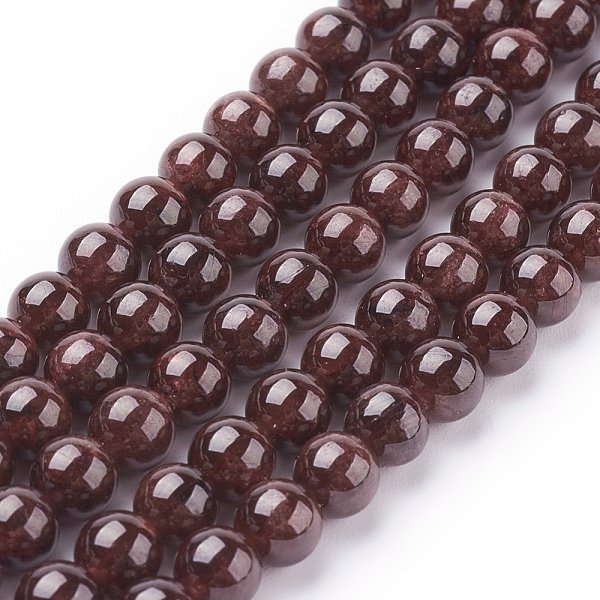 Edelstein Perlen SträNge, NatüRlicher Granat, Runde, Dunkelrot, 6 Mm, Bohrung: 0.5 Mm, Ca. 32 Stk. / Strang, 8.5 Zoll-image