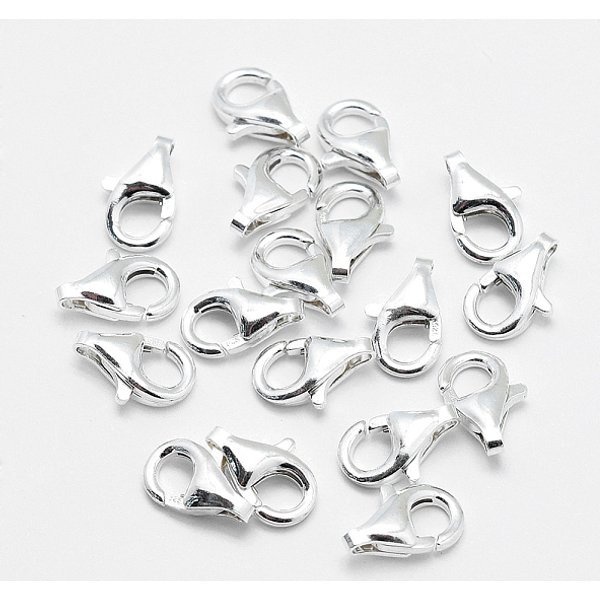 925 Fermagli In Argento Sterling Aragosta Artiglio, Argento, 9X5X2Mm, Foro: 1 Mm-image