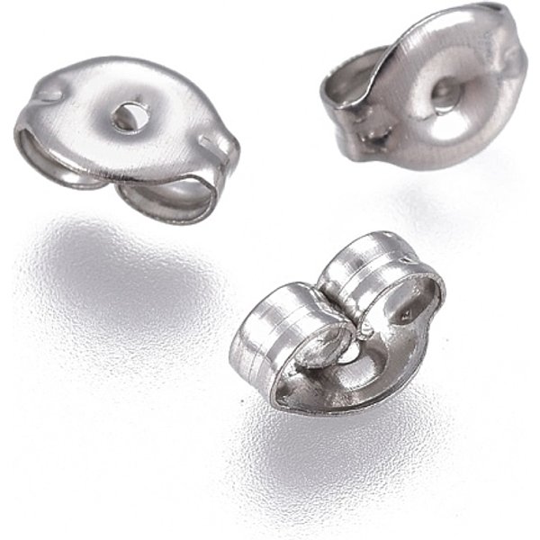 Poussoirs D'oreilless En Acier Inoxydable 304 RéSistants Au Ternissement, Boucles D'oreilles à Friction Pour Boucles D'oreilles, Couleur Inoxydable, 6X4.5X3Mm, Trou: 0.8Mm-image