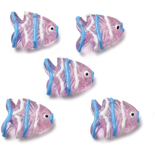 Handmade Lampwork Beads, Fish, With Enamel, Plum, 18-18.5X22X8-8.5Mm, Hole: 1.6Mm-image