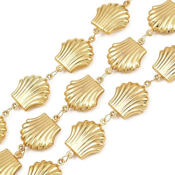 ChaîNes à Maillons En Forme De Coquille En Acier Inoxydable 304, Non SoudéE, Avec Bobine, Placage Ionique (Ip), VéRitable 18K Plaqué Or, 21X16X5Mm-image