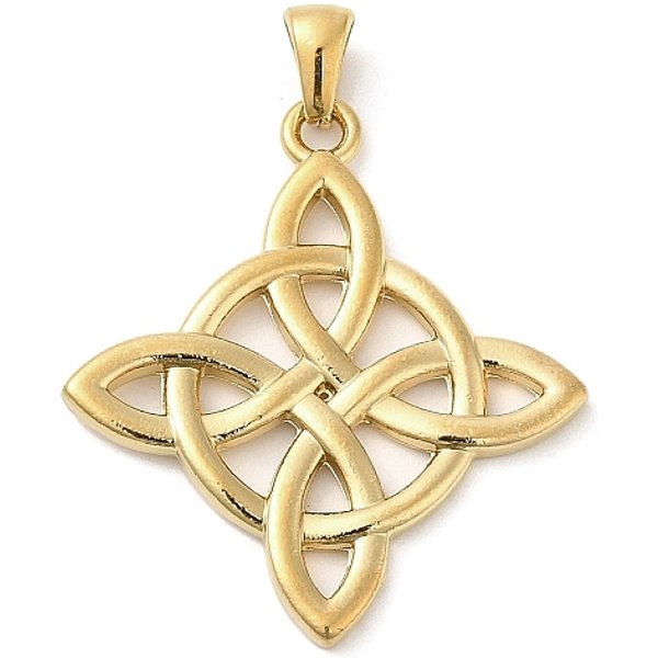 Colgantes De Acero Inoxidable 304, Nudo De Brujas SíMbolo Wiccan, Dorado, 34.5X30.5X2Mm, Agujero: 6X3.5 Mm-image