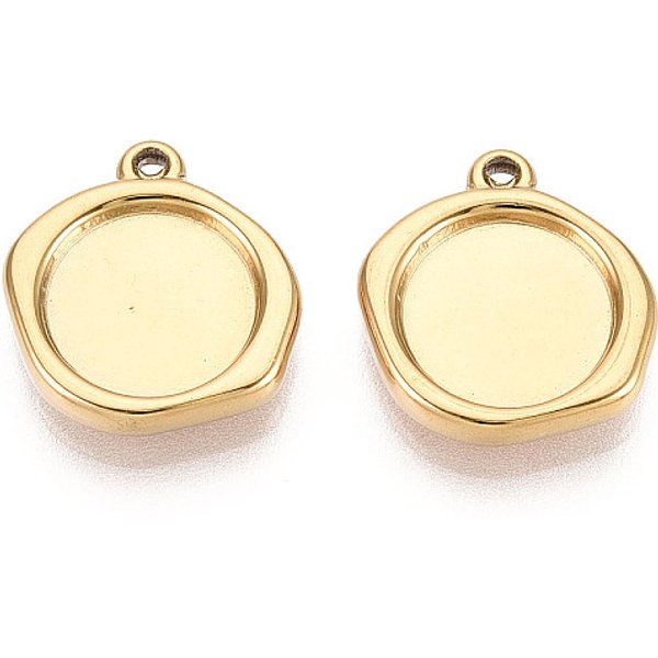 ConfiguracióN De CabujóN Colgante De Acero Inoxidable 304, Revestimiento De Iones (Ip), Pepitas, Real 18K Chapado En Oro, Bandeja: 10 Mm, 15.5X14X3Mm, Agujero: 1 Mm-image