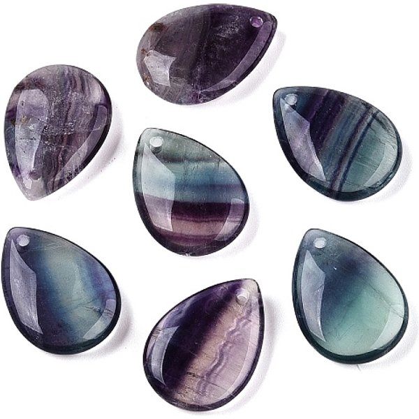 Colgantes De Fluorita Natural De Colores De Grado A, Encantos De LáGrima, 25X18X6Mm, Agujero: 1.6 Mm-image