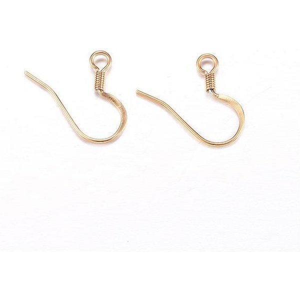 Ganchos Para Pendientes Franceses De Acero Inoxidable 304 Con Revestimiento IóNico (Ip), Ganchos Para Pendientes Planos, Cable De Oreja, Con Lazo Horizontal, Dorado, 14X17X2Mm, Agujero: 2 Mm, 21 DiáMetro, Pin: 0.7 Mm-image