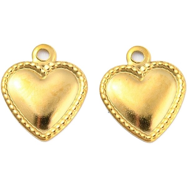 Breloque en acier inoxydable 304, breloque coeur, or, 10x8x1mm, Trou: 1mm