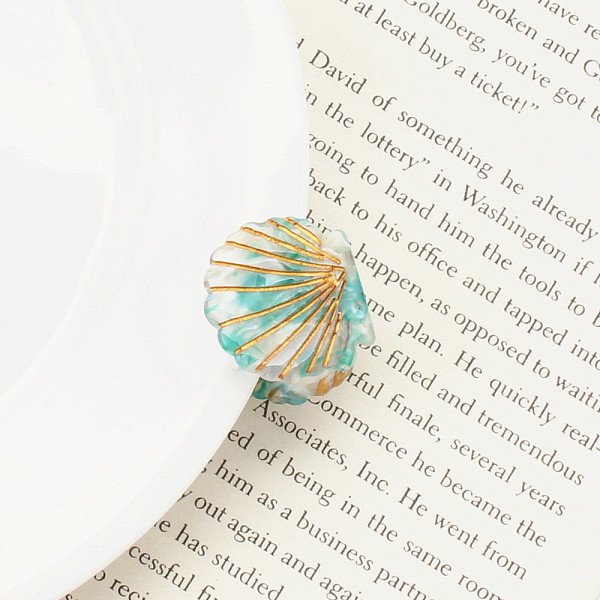Pinces à Cheveux En Forme De Coquille En AcéTate De Cellulose (RéSine), Petite Pince à Cheveux éCaille De Tortue Pour Filles Femmes, Turquoise, 23.5X26X19Mm-image
