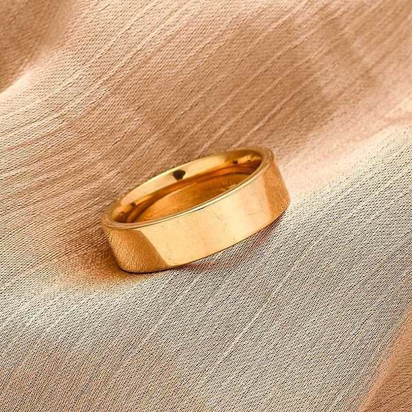 201 Stainless Steel Wide Band Finger Rings, PVD Vacuum Plating, Real 18K Gold Plated, 6mm, Inner Diameter: 18mm