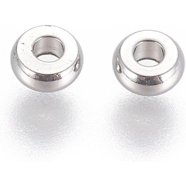 Tarnish Resistant 304 Stainless Steel Spacer Beads, Flat Round, Stainless Steel Color, 4X1.7Mm, Hole: 1.4Mm-image