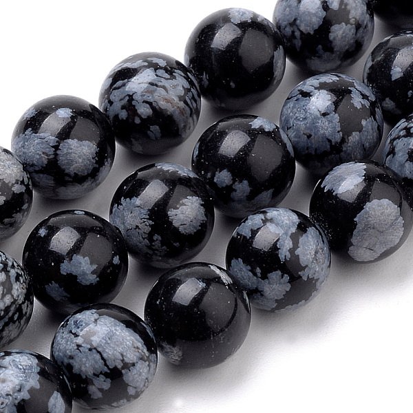 Naturschneeflocke Obsidian Perlen SträNge, Runde, 6 Mm, Bohrung: 1 Mm, Ca. 60 Stk. / Strang, 15 Zoll-image