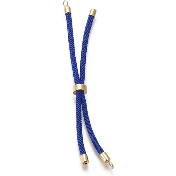 FabricacióN De Pulsera De Hilo Trenzado De Nylon, FabricacióN De Pulsera Deslizante, Con Fornituras De LatóN, Dorado, Azul Medio, 8.66-9.06 Pulgada (22-23 Cm), Agujero: 2.8 Mm, Longitud De Una Sola Cadena: Aproximadamente 4.33-4.53 Pulgada...-image