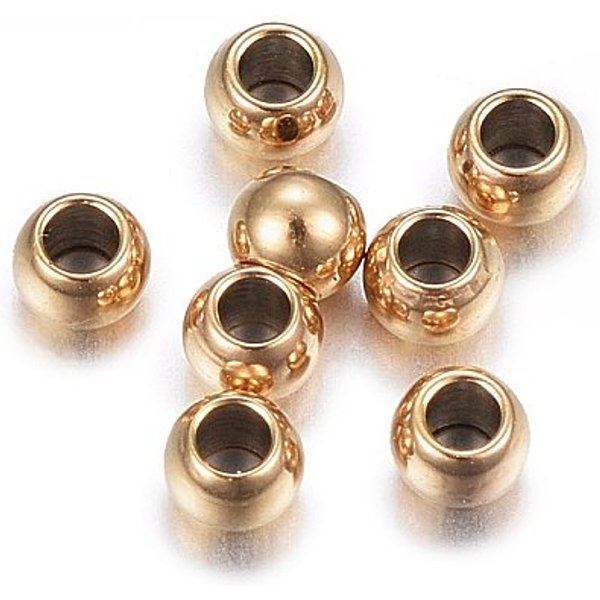 Ionenplattierung (Ip) 304 Edelstahlperlen, Rondell, Golden, 2.5X1.8 Mm, Bohrung: 1.2 Mm-image