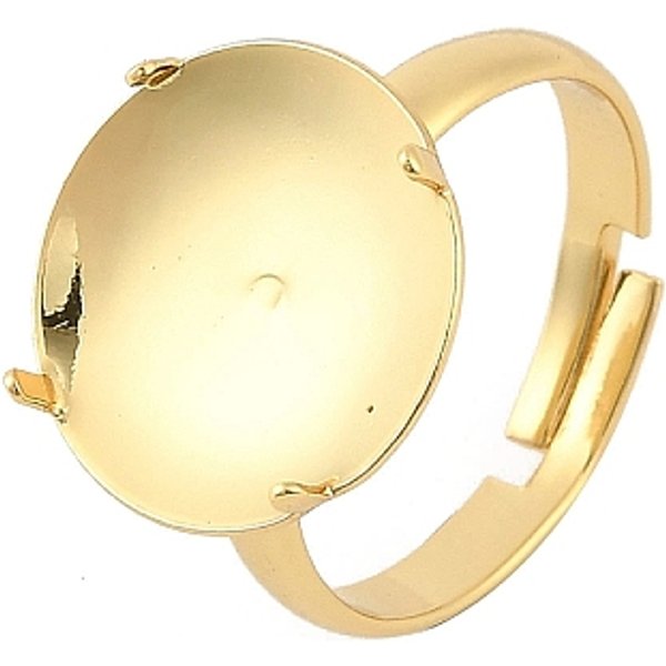 Accessoires Pour Bagues RéGlables En Laiton, Supports De La Bague à Griffes, Plaqué Longue DuréE, CréMaillèRe Plaquage, Sans Plomb Et Sans Cadmium, VéRitable 18K Plaqué Or, Plateau: 15 Mm, 3Mm, Nous Taille 7 (17.3 Mm)-image