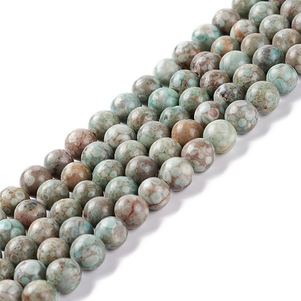 Natural Maifanite/Maifan Stone Beads Strands, Dyed, Round, Cadet Blue, 6-6.5mm, Hole: 1mm, about 61-66pcs/strand, 15 inch