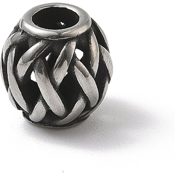 304 Edelstahl-EuropäIsche Perlen, GroßLoch Perlen, Rondell, Antik Silber Farbe, 10X10 Mm, Bohrung: 4.5 Mm-image