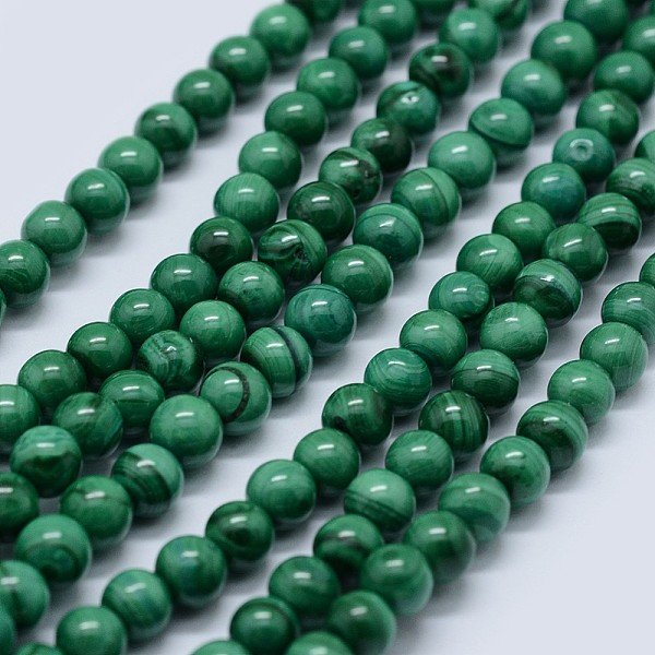 Chapelets De Perles En Malachite Naturelle, Grade Ab, Ronde, 10Mm, Trou: 0.8Mm, Environ 40 Pcs/Chapelet, 15.5 Pouce (39.5 Cm)-image