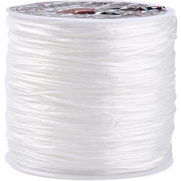 Ficelle éLastique Plate En Spandex Cristal, Fil De Perles éLastique, Pour La Fabrication De Bracelets éLastiques, Blanc, 1.0Mm, Environ 65.61 Yards (60 M)/Rouleau-image