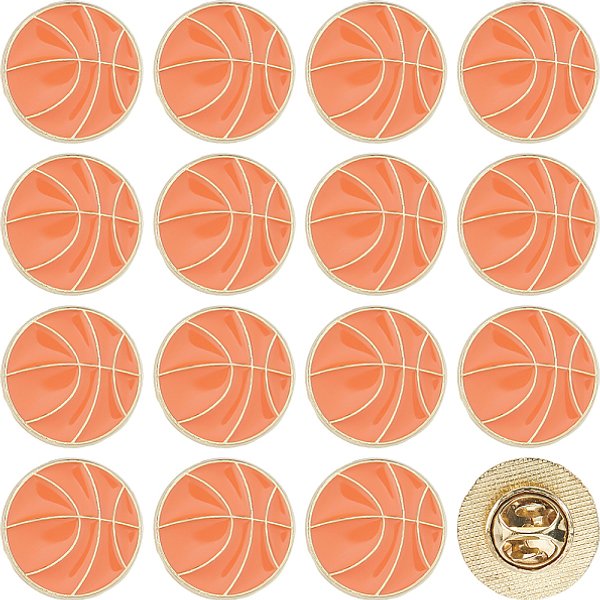20 Stück Sport-Emaille-Anstecker, Legierungsbroschen für Rucksackkleidung, Basketball, 18 mm