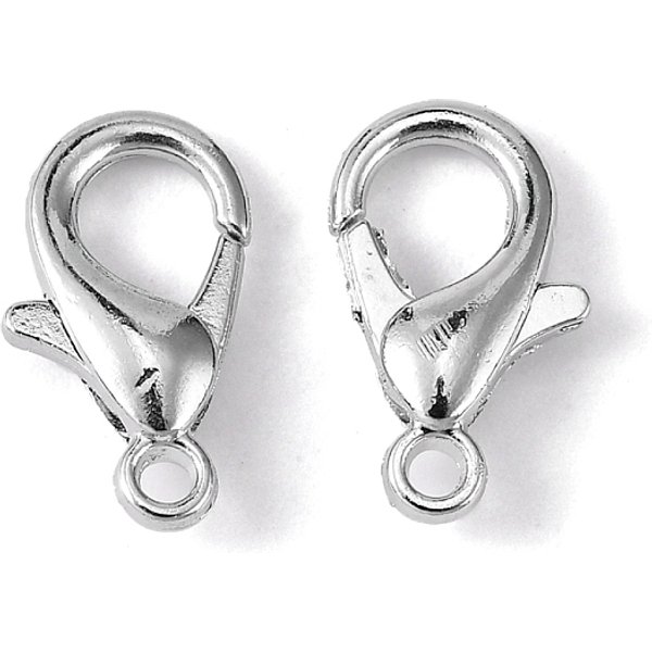 Zinc Alloy Lobster Claw Clasps, Parrot Trigger Clasps, Cadmium Free & Nickel Free & Lead Free, Platinum, 12x6mm, Hole: 1.2mm