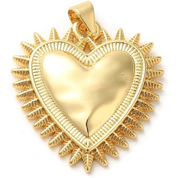 Brass Pendants, Cadmium Free & Lead Free, Heart, Real 18K Gold Plated, 27X25X4.5Mm, Hole: 5X3.5Mm-image