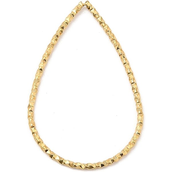Anneaux De Liaison En Acier Inoxydable 304, Texturé, Larme, VéRitable 18K Plaqué Or, 33X21X1Mm, DiamèTre IntéRieur: 30.5X19 Mm-image