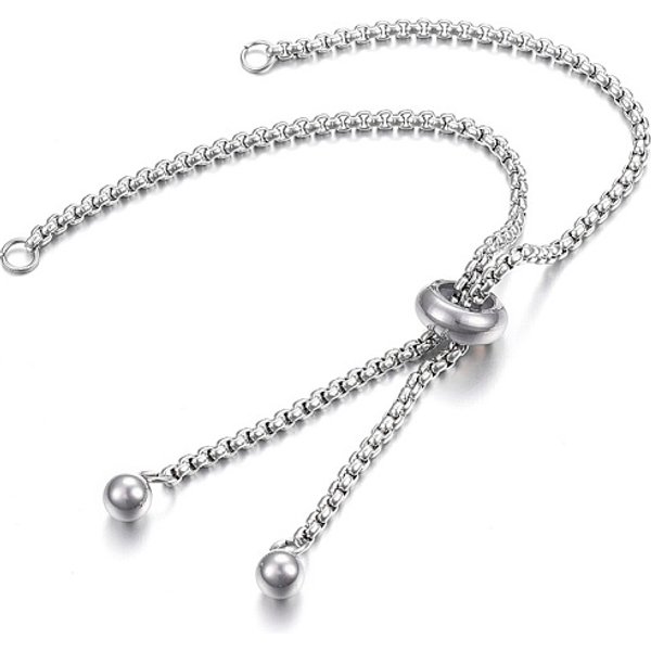 Tarnish Resistant Adjustable 304 Stainless Steel Bracelet Making, Slider Bracelets, For Diy Jewelry Craft Supplies, Stainless Steel Color, 9-1/2 Inch(24Cm), Hole: 2.5-3Mm, Single Chain Length: About 12Cm-image