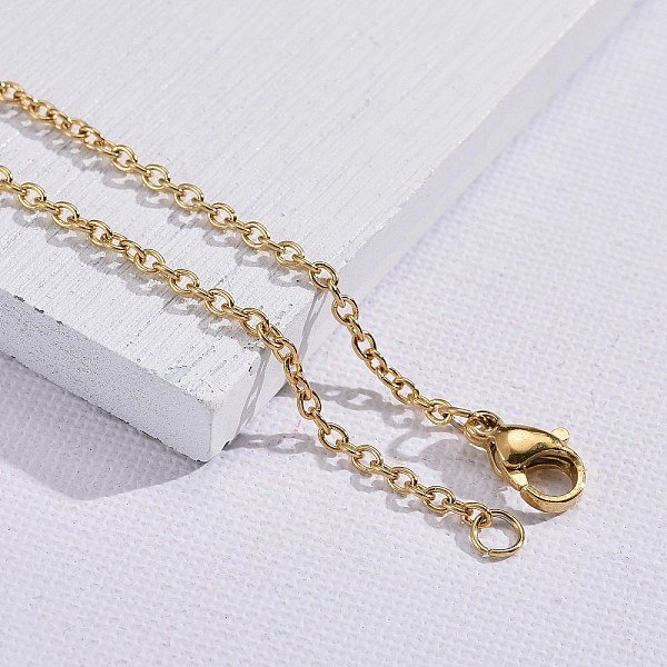304 Stainless Steel Cable Chain Necklace Making, With Lobster Claw Clasps, Pvd Vacuum Plating, Golden, 17.7 Inch(45Cm), Clasps: 7X10Mm-image