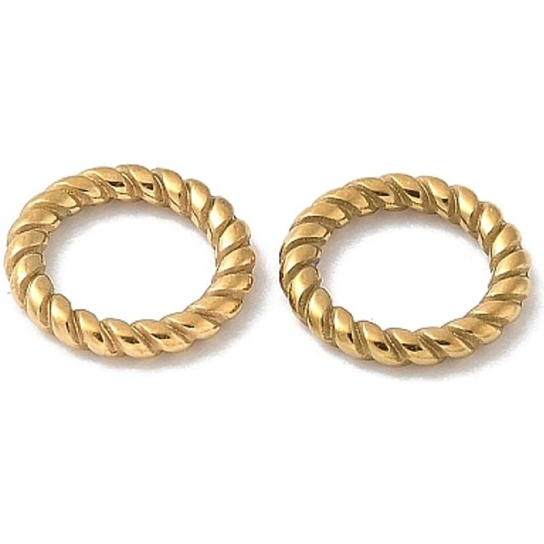 Anneaux De Liaison TorsadéS En Acier Inoxydable 304, Placage Ionique (Ip), VéRitable 18K Plaqué Or, 9.5X1.5Mm, DiamèTre IntéRieur: 6.5 Mm-image