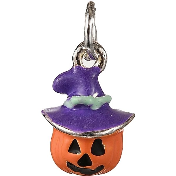 Pendentifs En Alliage éMaillé Sur Le ThèMe D'halloween, Platine, Avec Anneau De Jonction, Orange, 16X11X11Mm, Trou: 5Mm-image