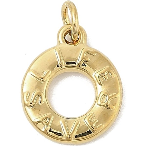 304 Stainless Steel Pendants, Real 18K Gold Plated, with Jump Ring, Donut, 14.5x12x2mm, Hole: 3.5mm