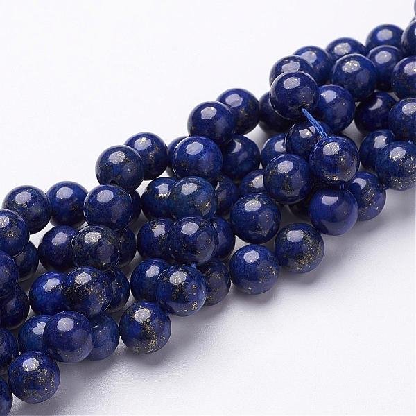 Dyed Grade A Natural Lapis Lazuli Beads Strands, Round, About 8Mm In Diameter, Hole: 1Mm, About 44-48Pcs/Strand, 15 Inch-image