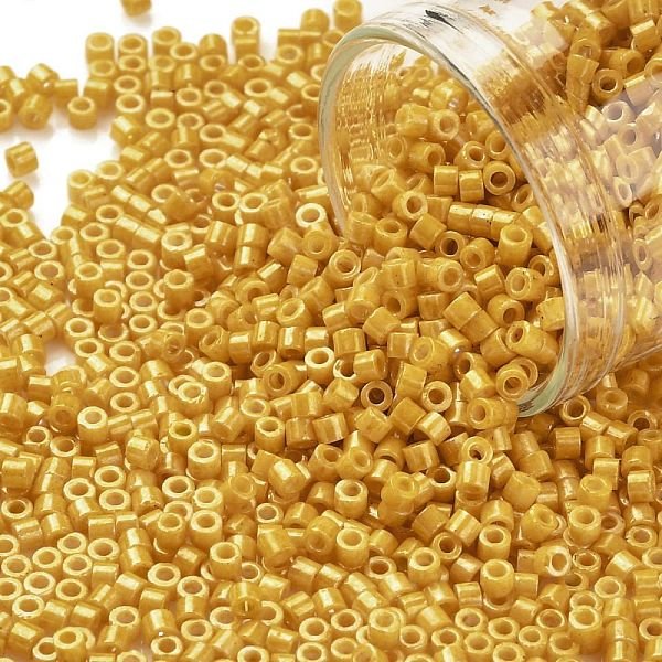 ZylinderföRmige Saatperlen, Undurchsichtige Farben Glanz, Einheitliche GrößE, Dunkelgolden, 2X1.5 Mm, Bohrung: 0.8 Mm, Ca. 888 Stk. / 10 G-image