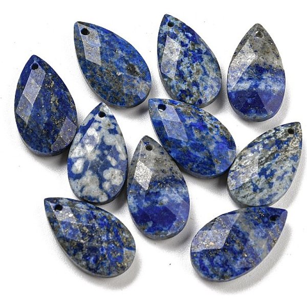Pendentifs à Facettes En Lapis-Lazuli Naturel, Charmes De Larme, 17.5X10X4.5Mm, Trou: 0.8Mm-image