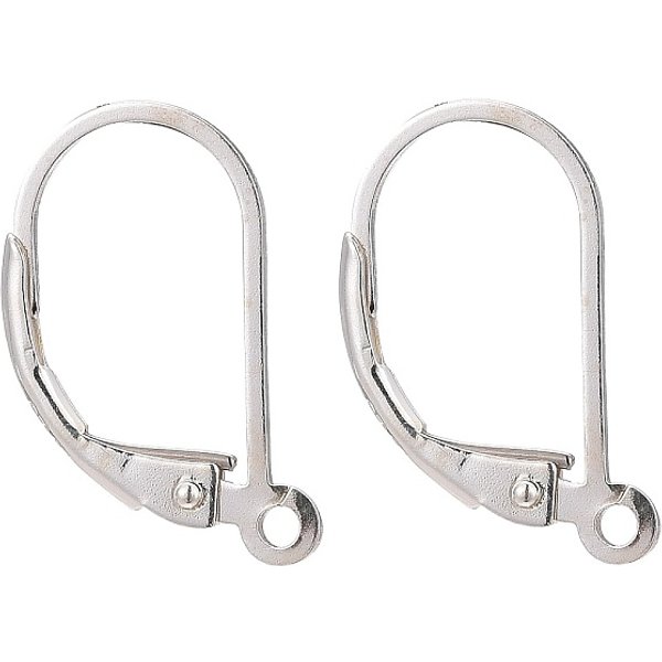 925 Sterling Silver Leverback Earring Findings, With 925 Stamp, Silver, 16.5X9X1.5Mm, Hole: 1Mm, Pin: 0.7Mm-image