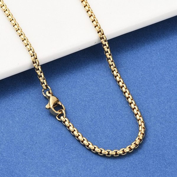 304 Stainless Steel Box Chain Necklaces, Golden, 23.62 Inch(60Cm)-image