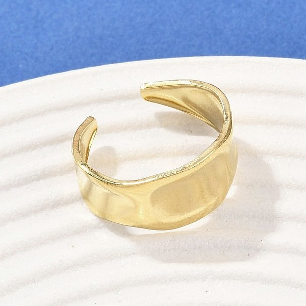 304 Stainless Steel Cuff Rings, Ion Plating(Ip), Real 18K Gold Plated, 10Mm-image