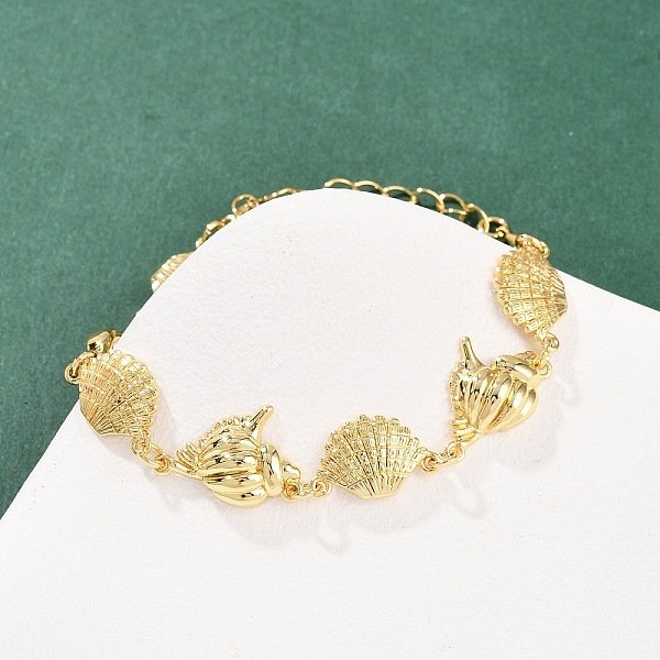 Brass Link Bracelets For Women, Long-Lasting Plated, Rack Plating, Real 18K Gold Plated, Mixed Shapes, 7-1/8 Inch(18.1Cm), Link: 10.5X16.5X2Mm & 13X19X4Mm-image