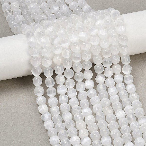 Brins De Perles De SéLéNite Naturelles, Tambour, Blanc, 9X8Mm, Trou: 0.9-1Mm, Environ 45 Pcs/Chapelet, 15.35'' (39 Cm)-image